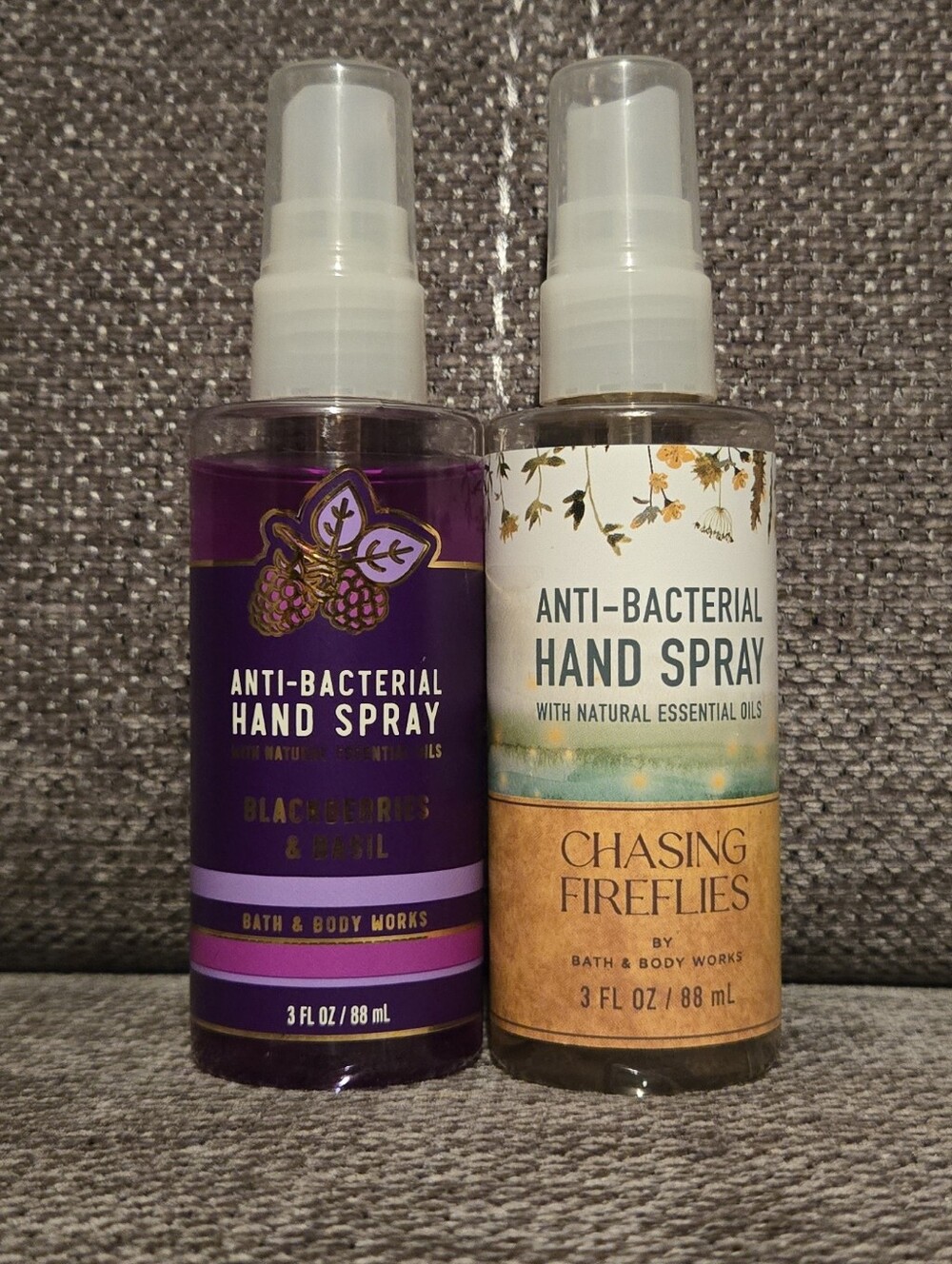 Bath & Body Works Chasing Fire Flies And Blackberries&Basil Sanitizer Spray Set